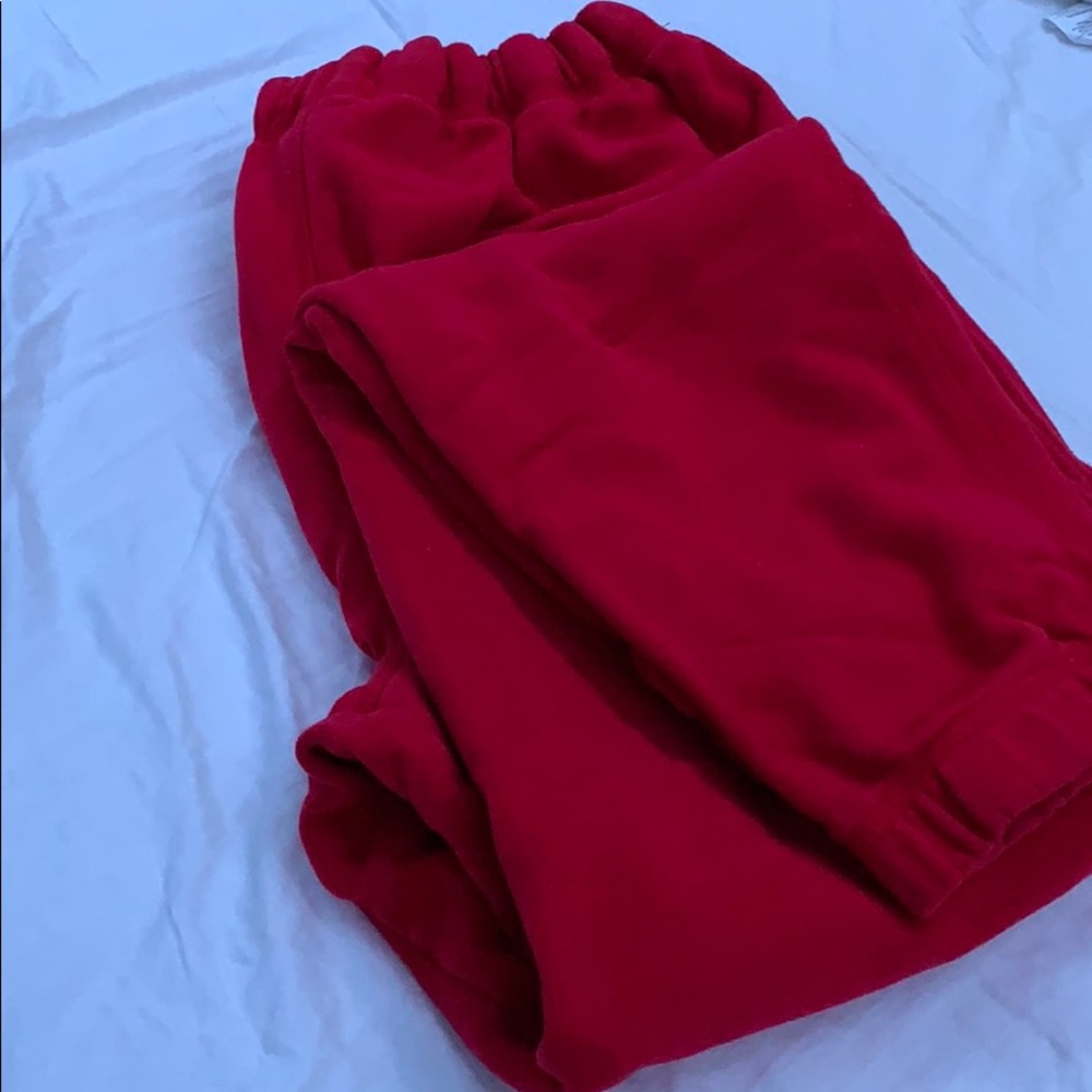 red sweat pants